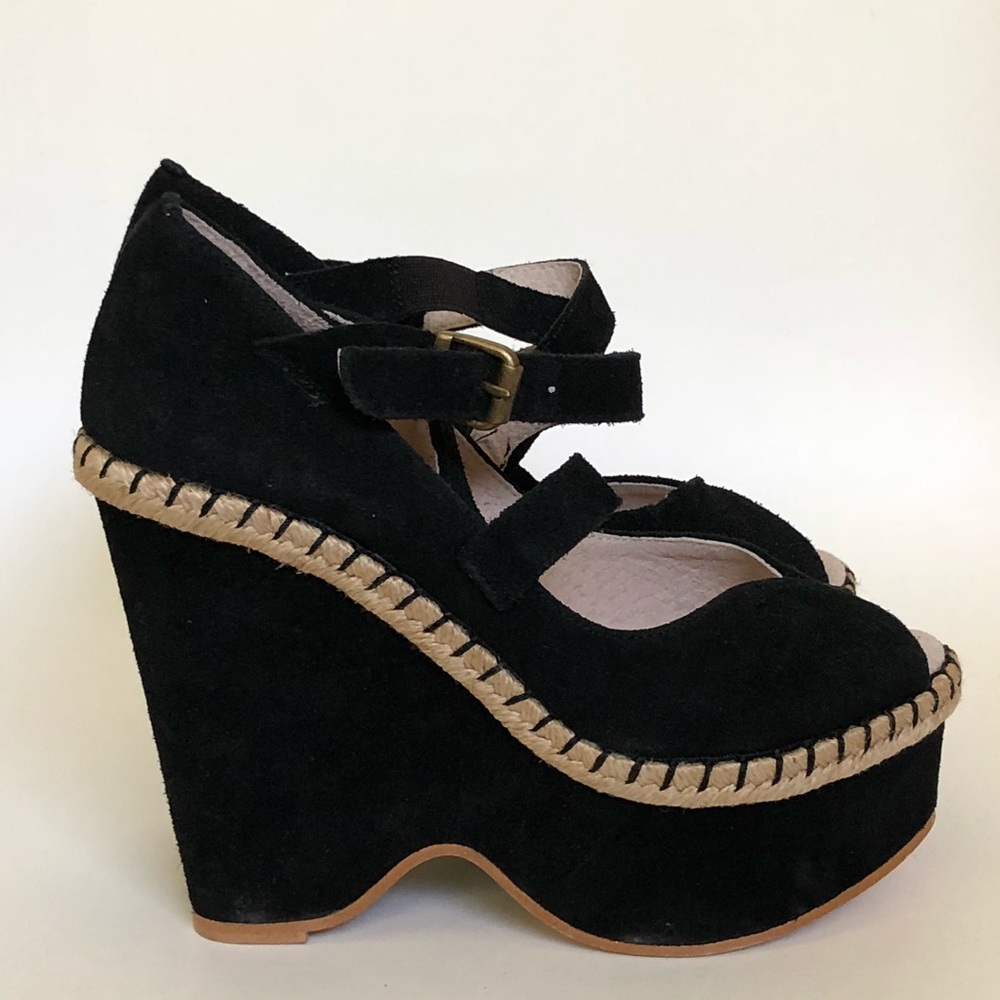 - Free People Terrace platform Sandal Wedge 36 Black - Picture 4 of 8